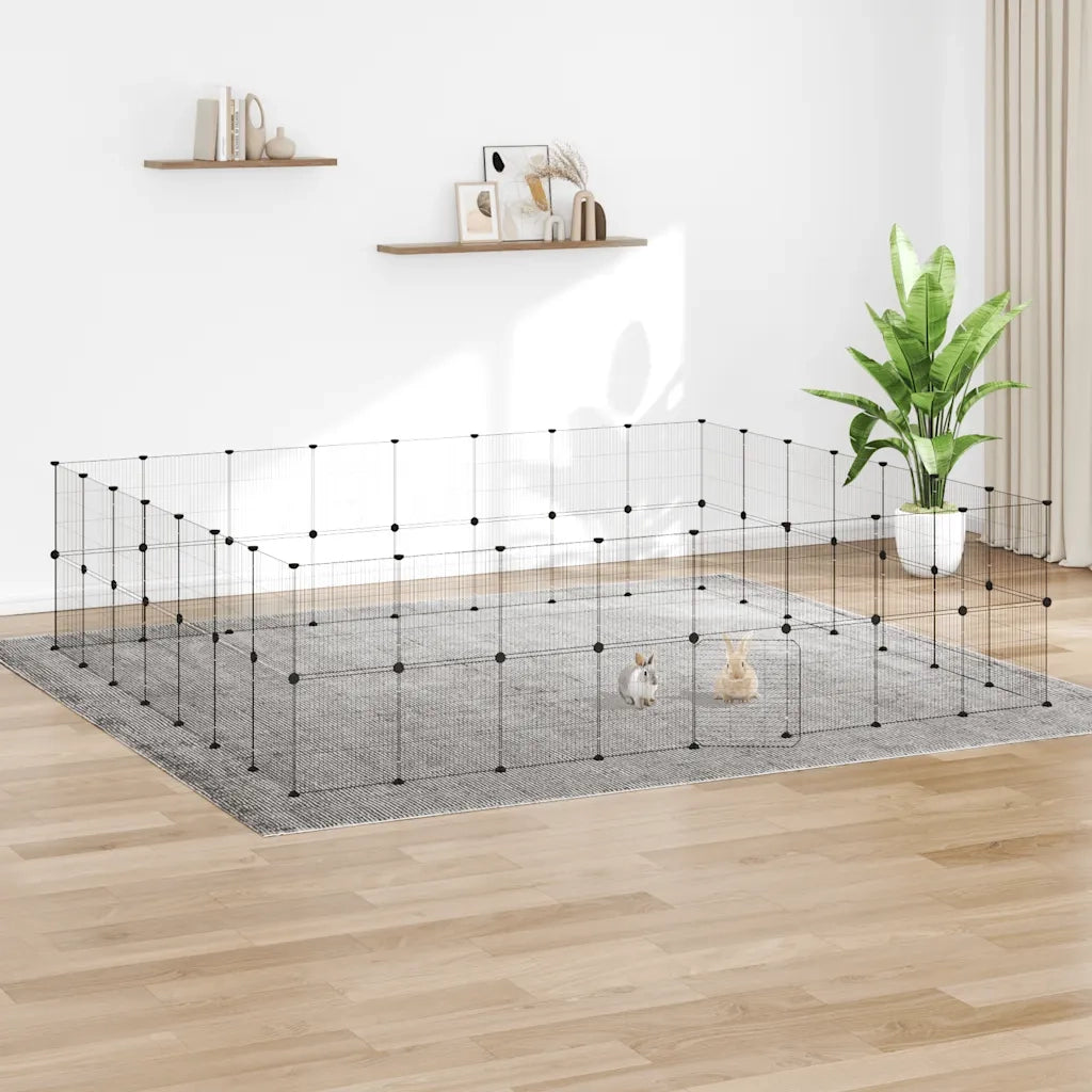 Gabbia per Animali 60 Pannelli con Porta Nera 35x35 cm Acciaio 3114048