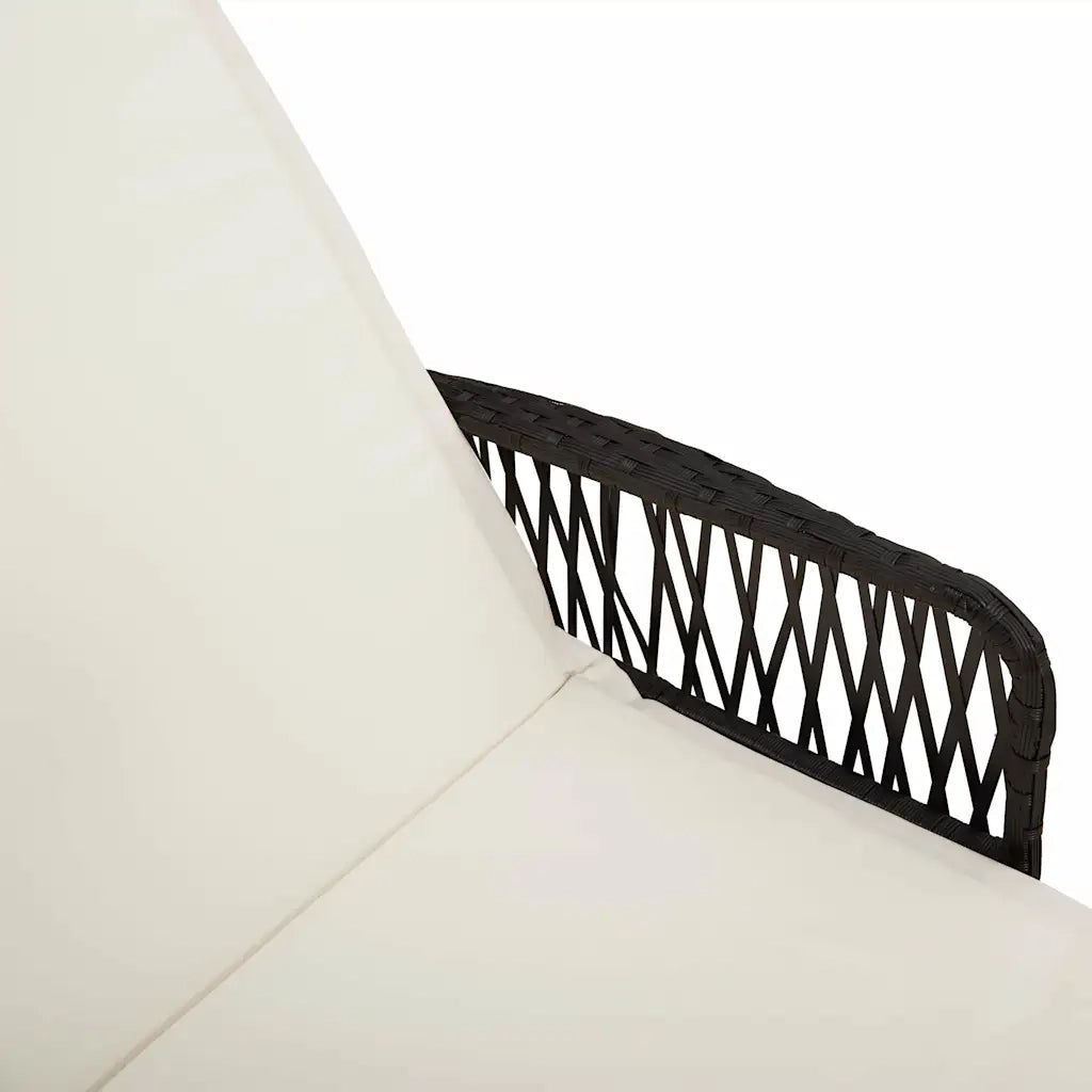 Lettino da sole Nero e Bianco Crema 55 x 200 x 92 cm polyrattan 365425