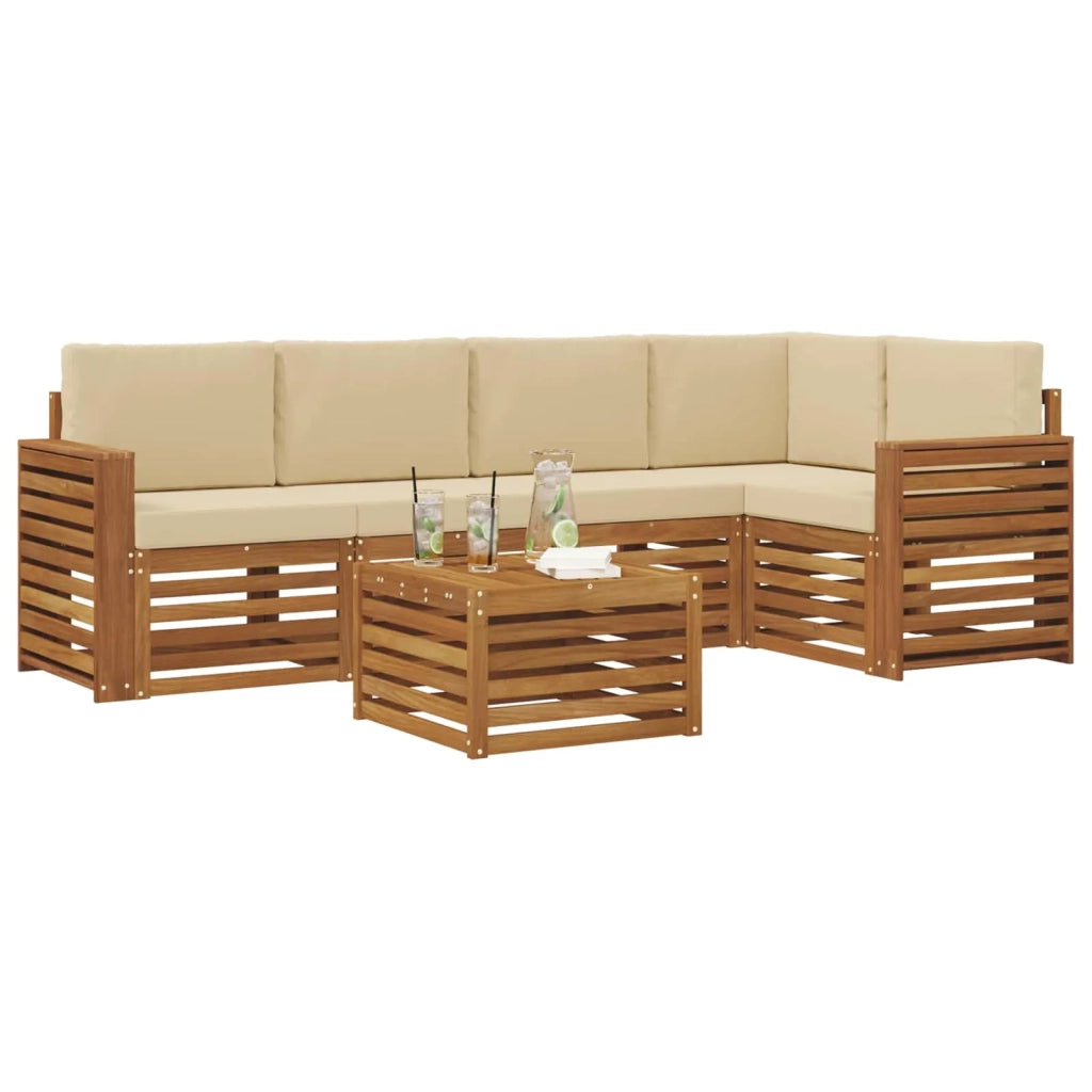 Set divano sezionale con cuscino 6 pcs Naturale e Beige 3374858