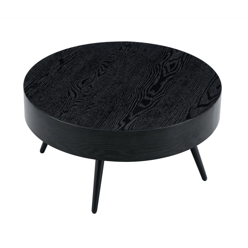 TAVOLINO da caffè rotondo Ø 70 cm MDF effetto legno nero e metallo nero