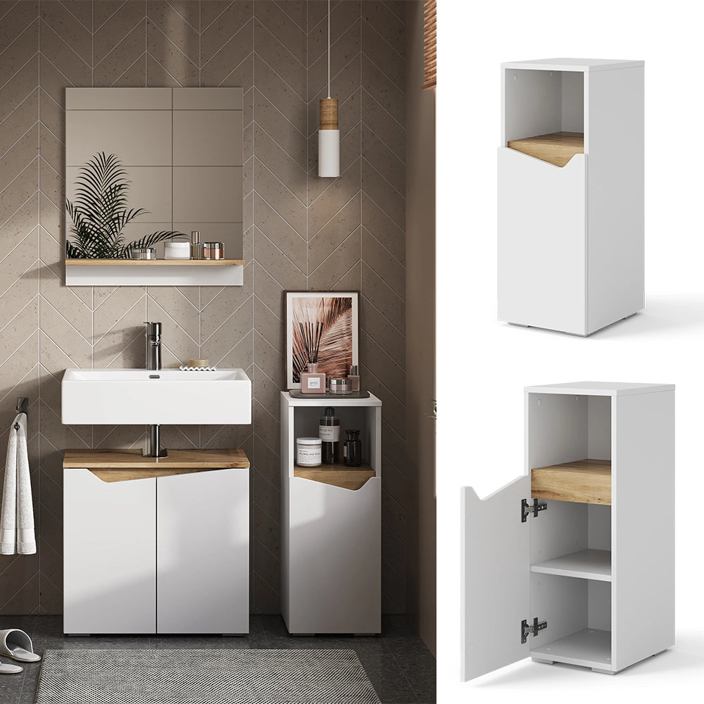 Vicco Mobiletto bagno Bianco 30 x 74.5 cm con porta e scomparto aperto