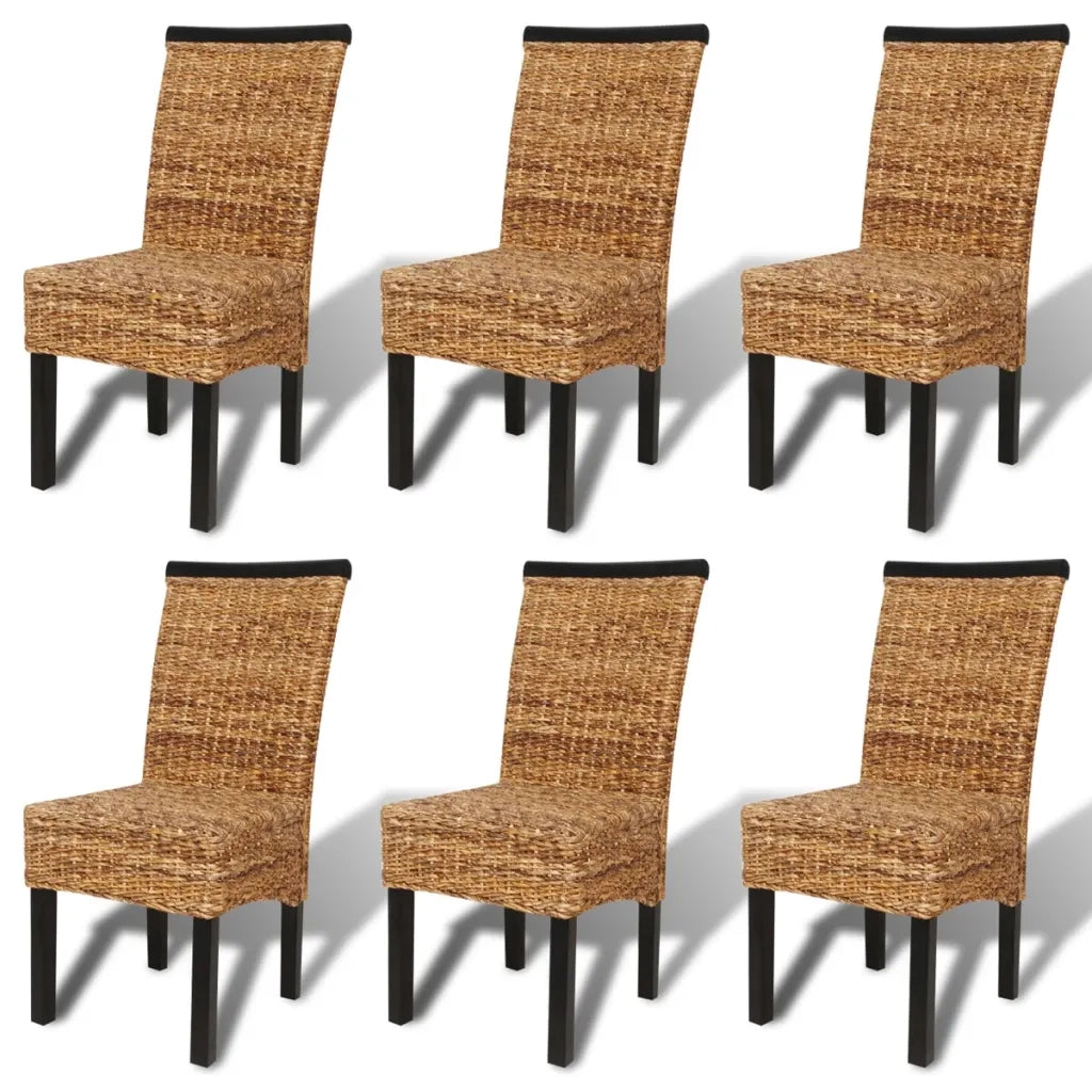 Sedie da Pranzo 6 pz in Abaca e Legno Massello di Mango 274199