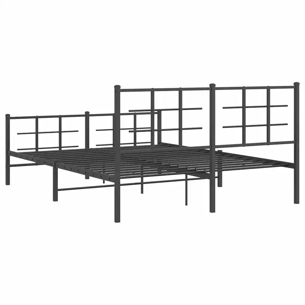 Giroletto con Testiera e Pediera Metallo Nero 150x200 cm 355581