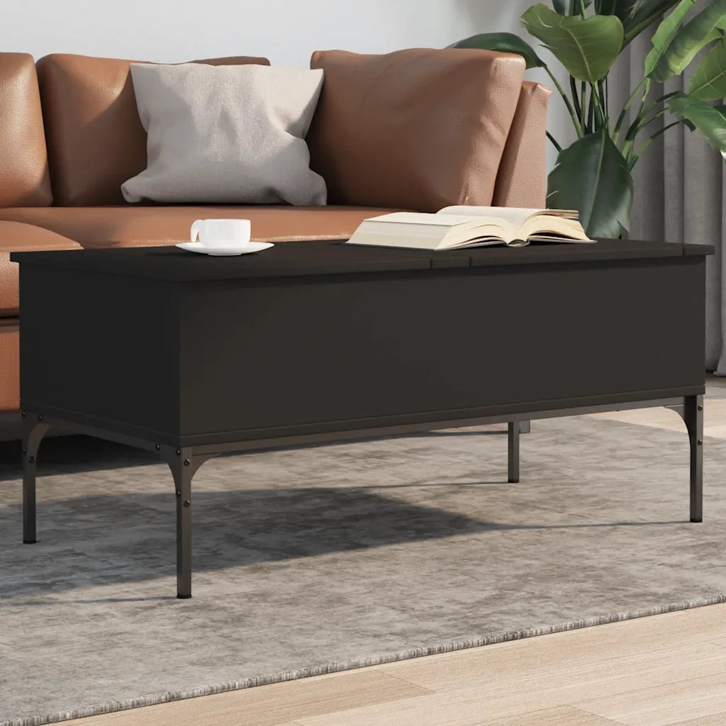 Tavolino Salotto Nero 100x50x45 cm Legno Multistrato e Metallo 845411