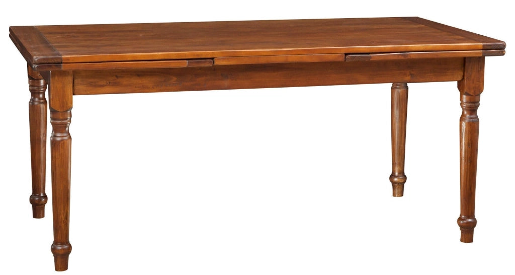 Biscottini Tavolo allungabile Country in legno massello di tiglio finitura noce. Made in Italy