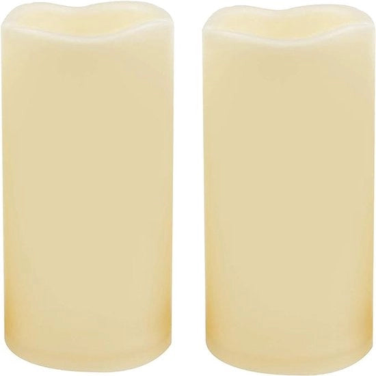 2 pezzi 3 "x 6" LED Pijler Kaarsen a batterie senza fiamma acqua resistente con timer effetto fiamma in plastica elettrico decorativo per lampioni patio giardino arredamento casa festa matrimonio
