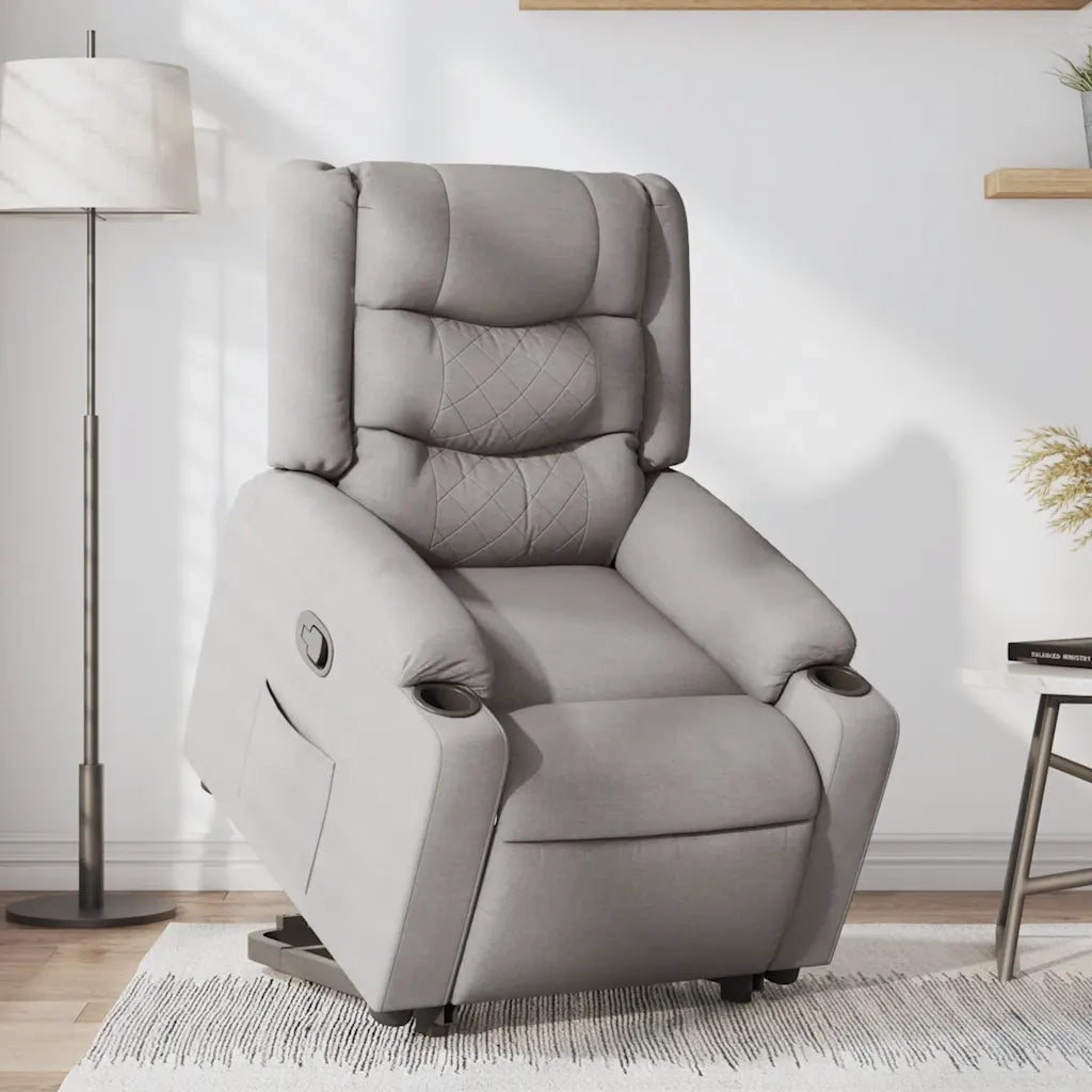 Poltrona Alzapersona Reclinabile Grigio Nuvola in Tessuto 3310267