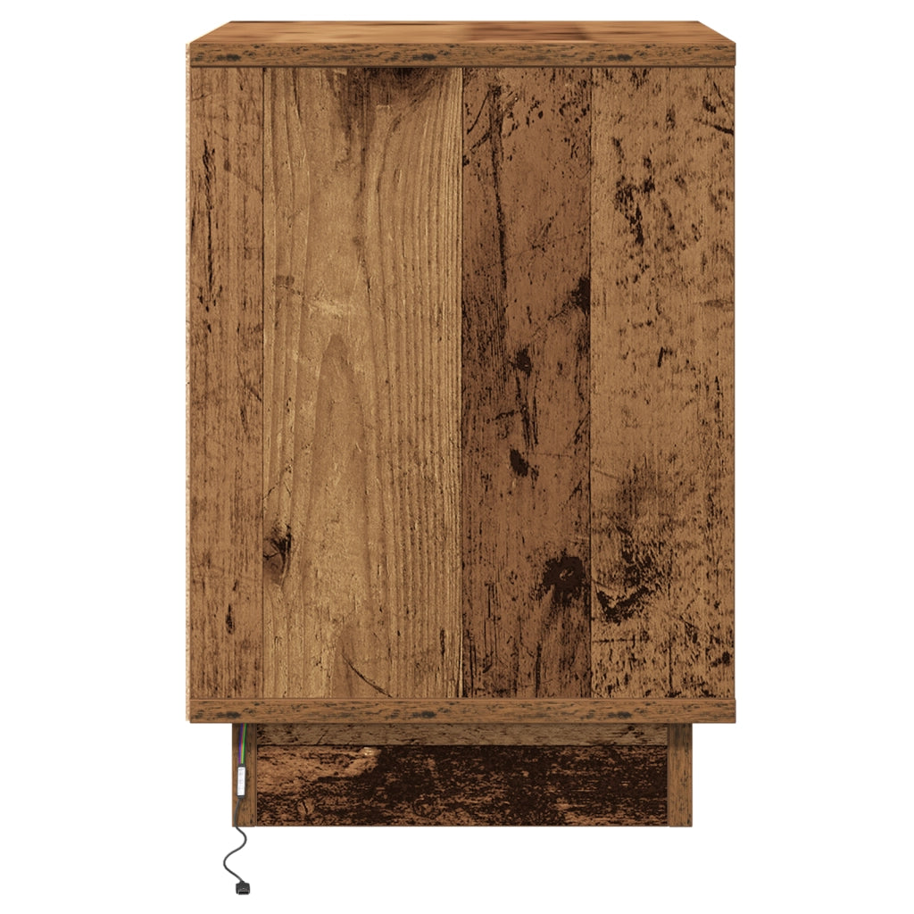 Comodino con luci LED Legno Vecchio 39x34.5x50 cm