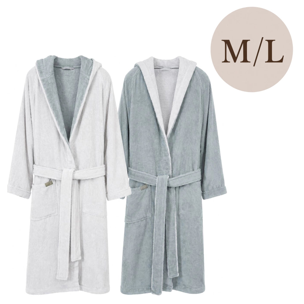 Seha, Accappatoio 100% Cotone con Cappuccio Reversibile, Grigio Chiaro