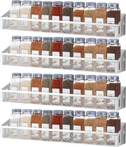 Set di organizzatori di spezie da parete da 4 pezzi in metallo per porta armadio o piano di lavoro, organizzatore di spezie in acciaio inossidabile grigio argento