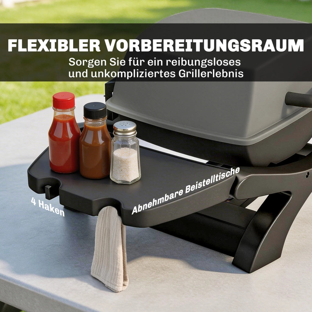 Grill a gas 3.3 KW ¨C zephmum ¨C Griglia in ghisa pieghevole con tavolini laterali