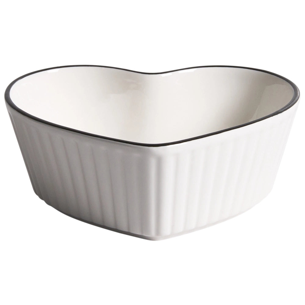 Set di 4 ciotole in porcellana bianca con finitura smaltata trasparente a forma di cuore per cucina e sala da pranzo
