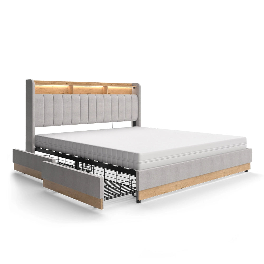 Vitalispa Letto imbottito Grigio 180x200 cm con materasso