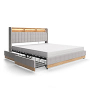 Vitalispa Letto imbottito Grigio 180x200 cm con materasso