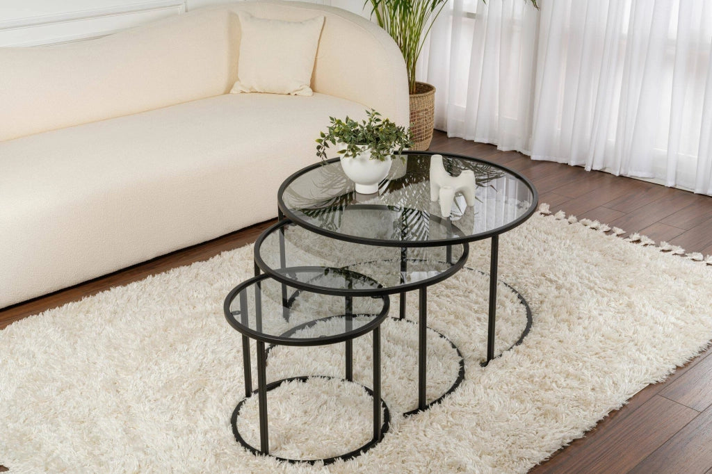 Rowan, Tavolino da Salotto Forma Circolare, 80x80x43h cm Nero