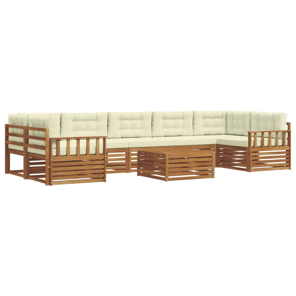 Set di divani da esterno con cuscino 8 pcs Naturale e Crema