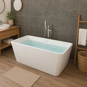 Vasca da bagno freestanding rettangolare acrilico bianco lucido 3 misure *** misure 160x80x58 cm, confezione 1