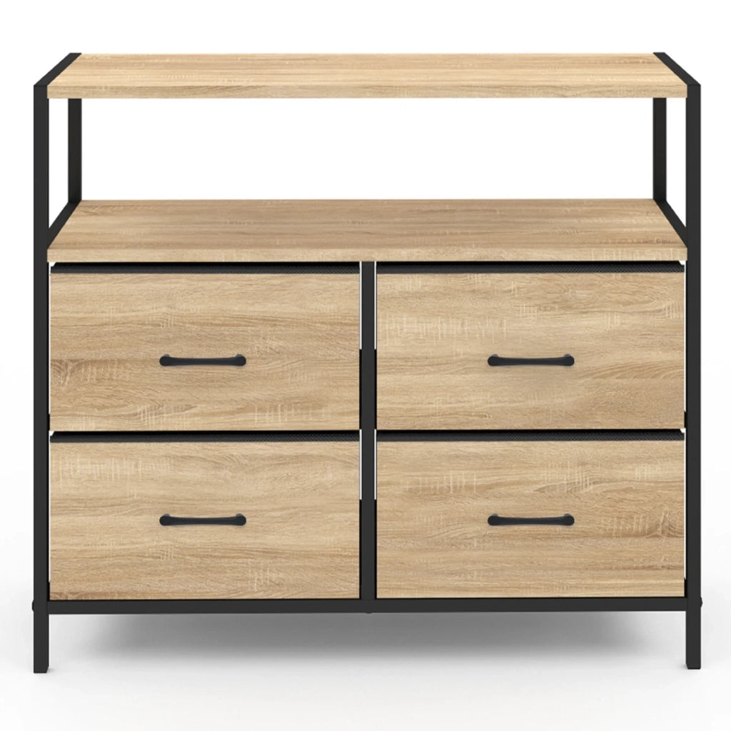 IDMarket - UTAH Cajonera de tela de 4 cajones 80 cm mueble de almacenaje de diseño industrial
