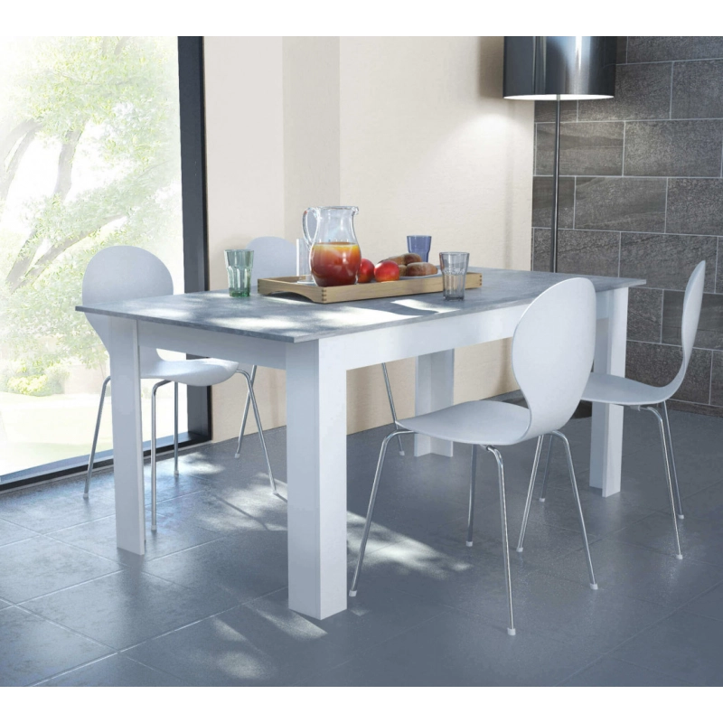 TAVOLO GEMMA BIANCO E GRIGIO EFFETTO CEMENTO