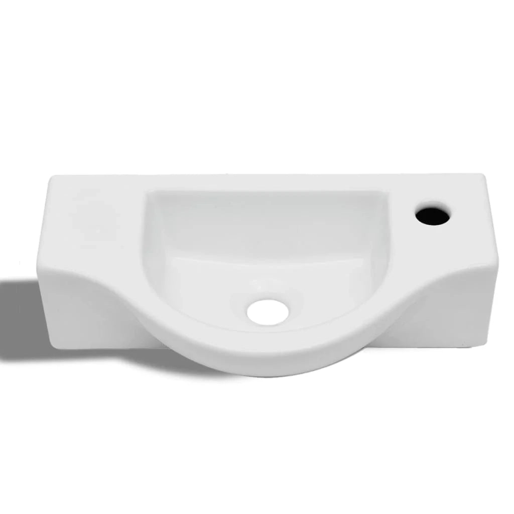 Lavandino da bagno con foro di scarico 45 x 25 cm ceramica bianca 02_0002505
