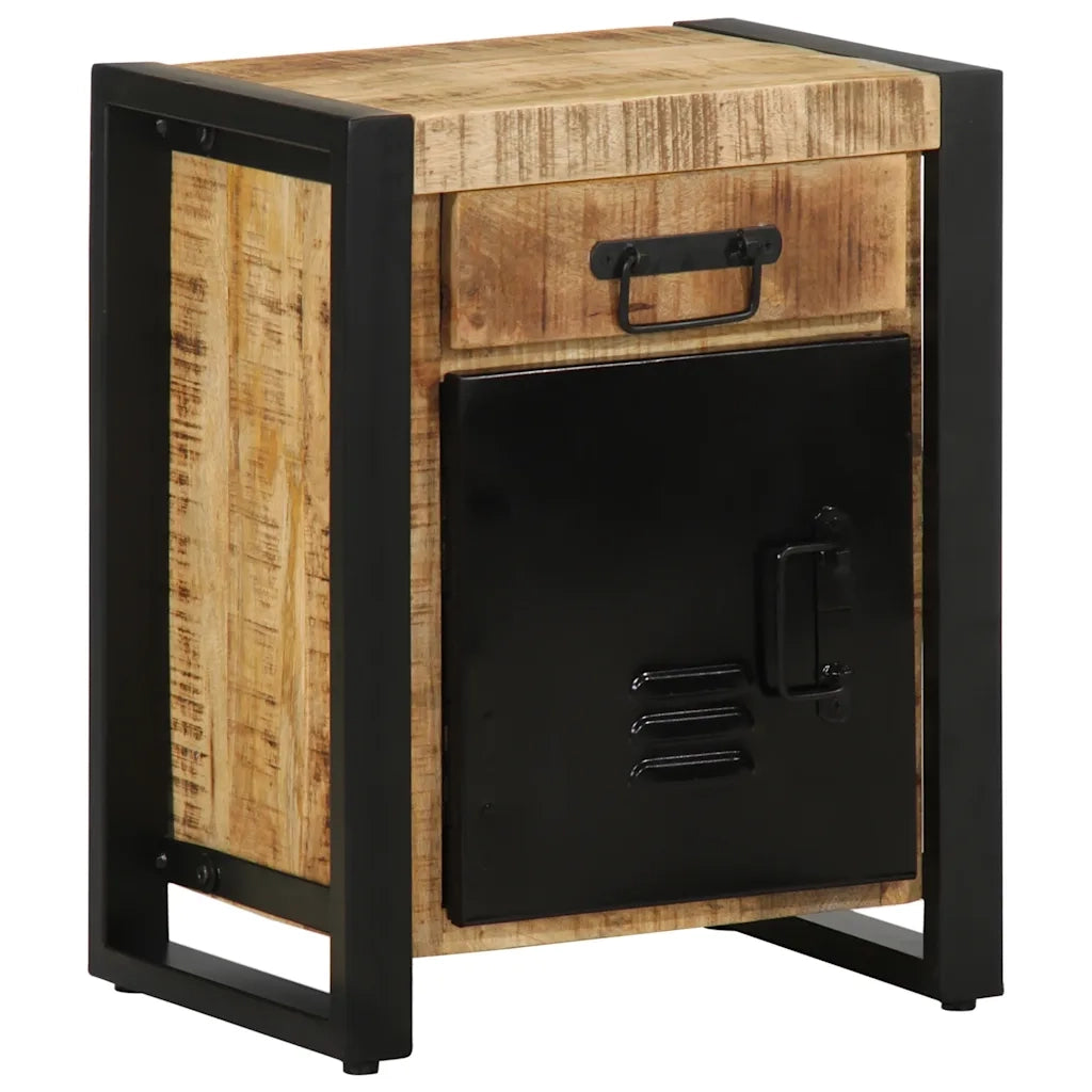Comodino | Armadio da Notte | Mobiletto da notte 40x30x50 cm in Legno Massello di Mango Grezzo