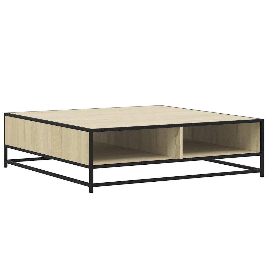 Tavolino-Tavolino da soggiorno-Tavolo Rovere Sonoma 100x100x30 cm in Truciolato e Metallo