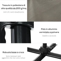 Ombrellone da Giardino a Manovella 2.5x2.5 m con Rotazione 360° e Parasole Regolabile, Grigio Chiaro