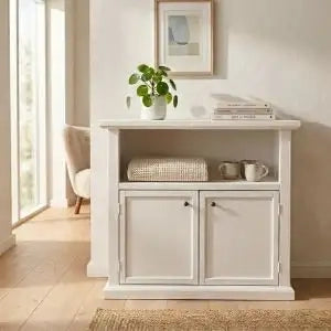 Mobile Porta tv Shabby chic bianco opaco anta telaio