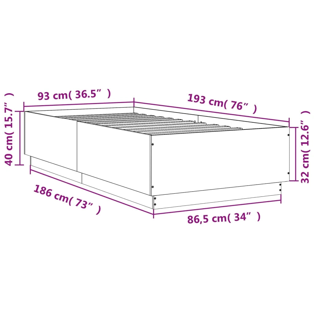 Giroletto-Struttura Letto Rovere Sonoma 90x190 cm in Legno Multistrato 616924