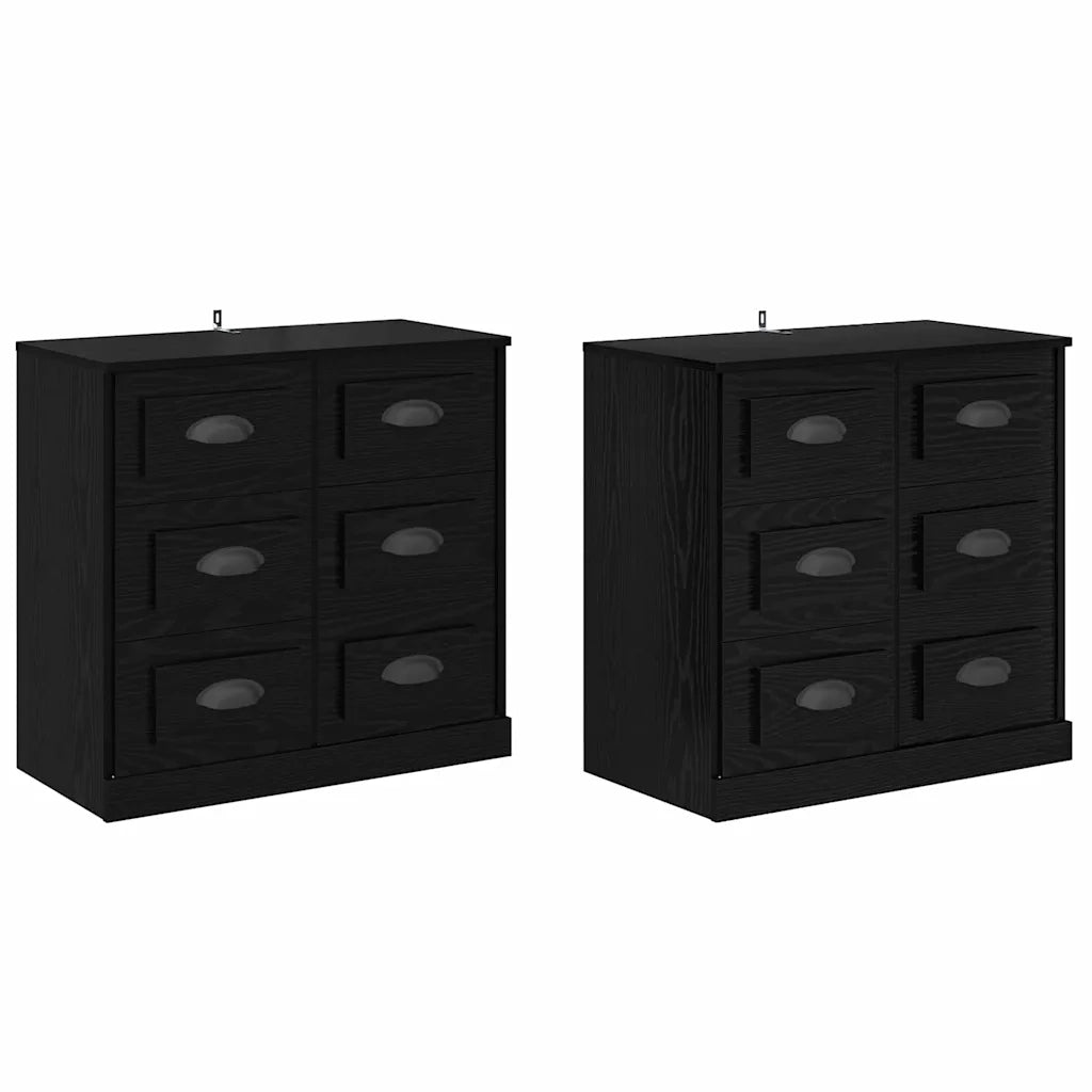 Credenza | Sideboards con cassetto 2 pcs Rovere Nero 70 x 35,5 x 67,5 cm