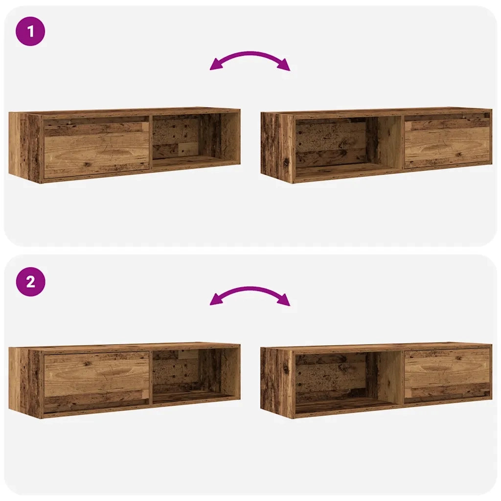 vidaXL Mobili Porta TV 2 pz Legno Antico 100x31x25,5 cm in Truciolato