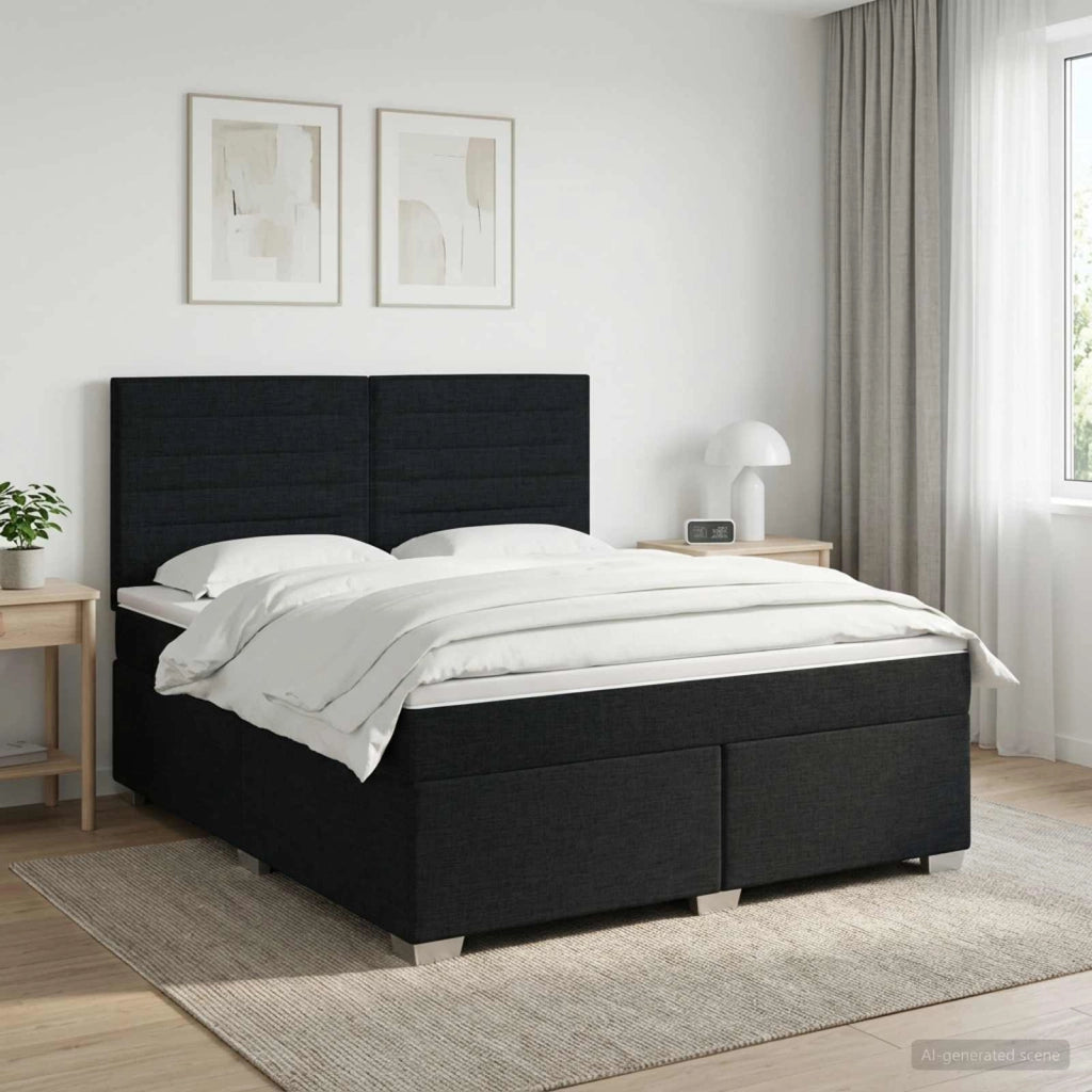 Letto box spring con materasso Nero 160 x 200 cm Tessuto 3453439