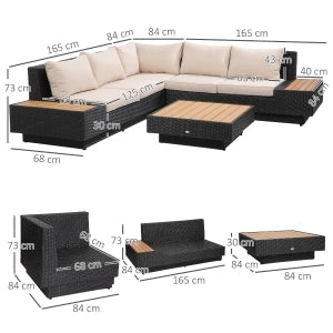 Set da Giardino 4 Posti con Cuscini e Tavolino ¨C MINIMAL ¨C Nero, Polyrattan, per Terrazza e Balcone