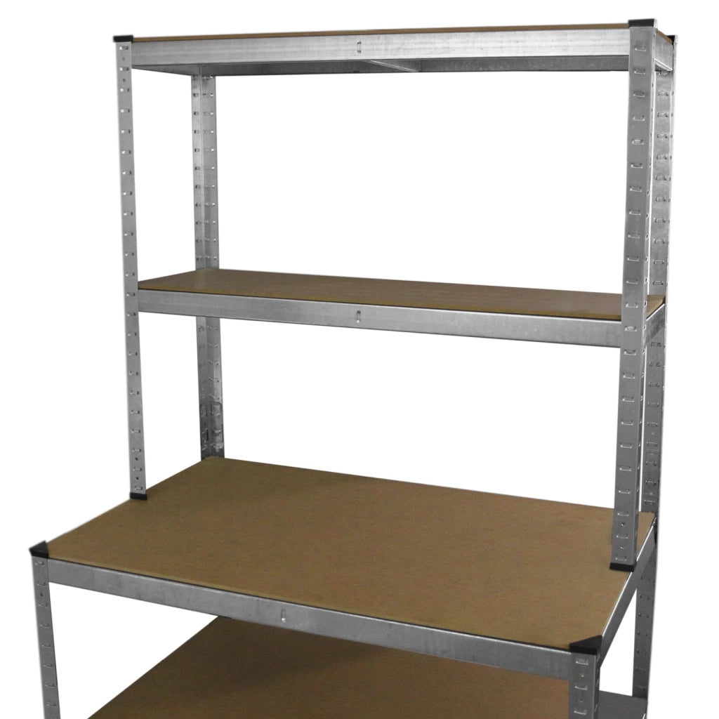 Tavolo da Lavoro con Scaffale in Acciaio Galvanizzato Senza Bulloni Grigio