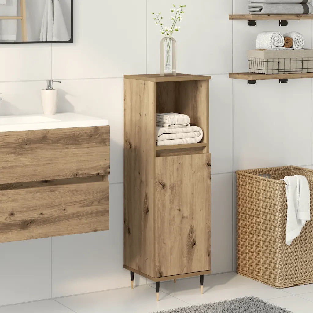 Armadietto da Bagno Rovere Artigianale 30x30x100 cm Truciolato 857206