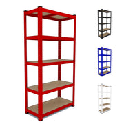 Scaffale In Metallo E MDF Ad Alta Portata Fino A 875 Kg Con 5 Ripiani Regolabili Ideale Per Garage Officina Cantina Capannone Magazzino Design Modulare 180 X 90 X 40 Cm Rosso