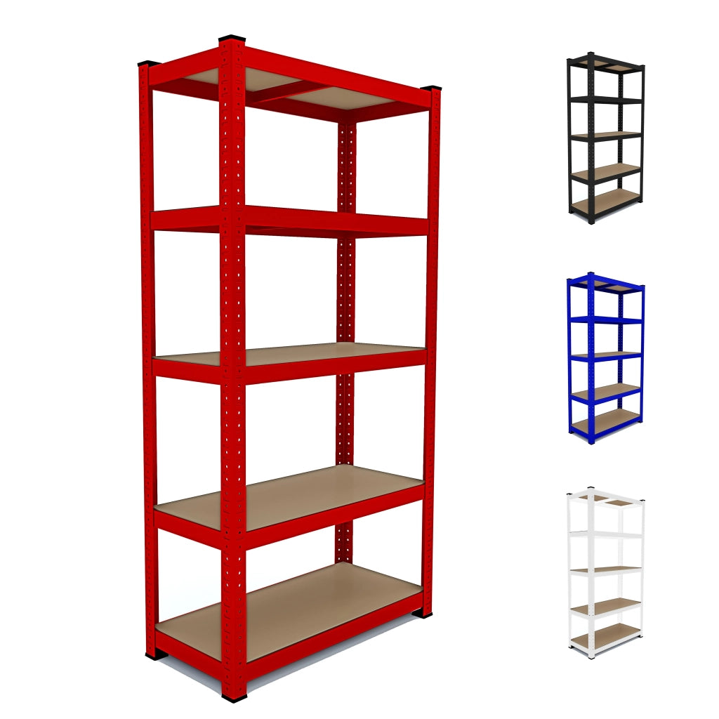 Scaffale In Metallo E MDF Ad Alta Portata Fino A 875 Kg Con 5 Ripiani Regolabili Ideale Per Garage Officina Cantina Capannone Magazzino Design Modulare 180 X 90 X 40 Cm Rosso