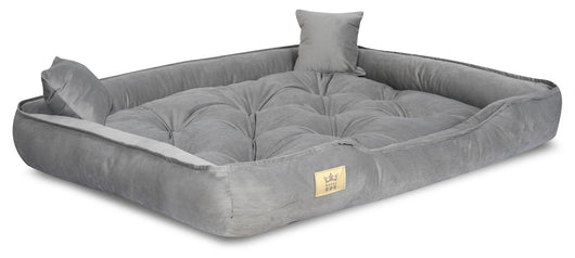 AIO FACTORY Cuccia per cani 130x105 cm in velluto grigio con cuscino impermeabile