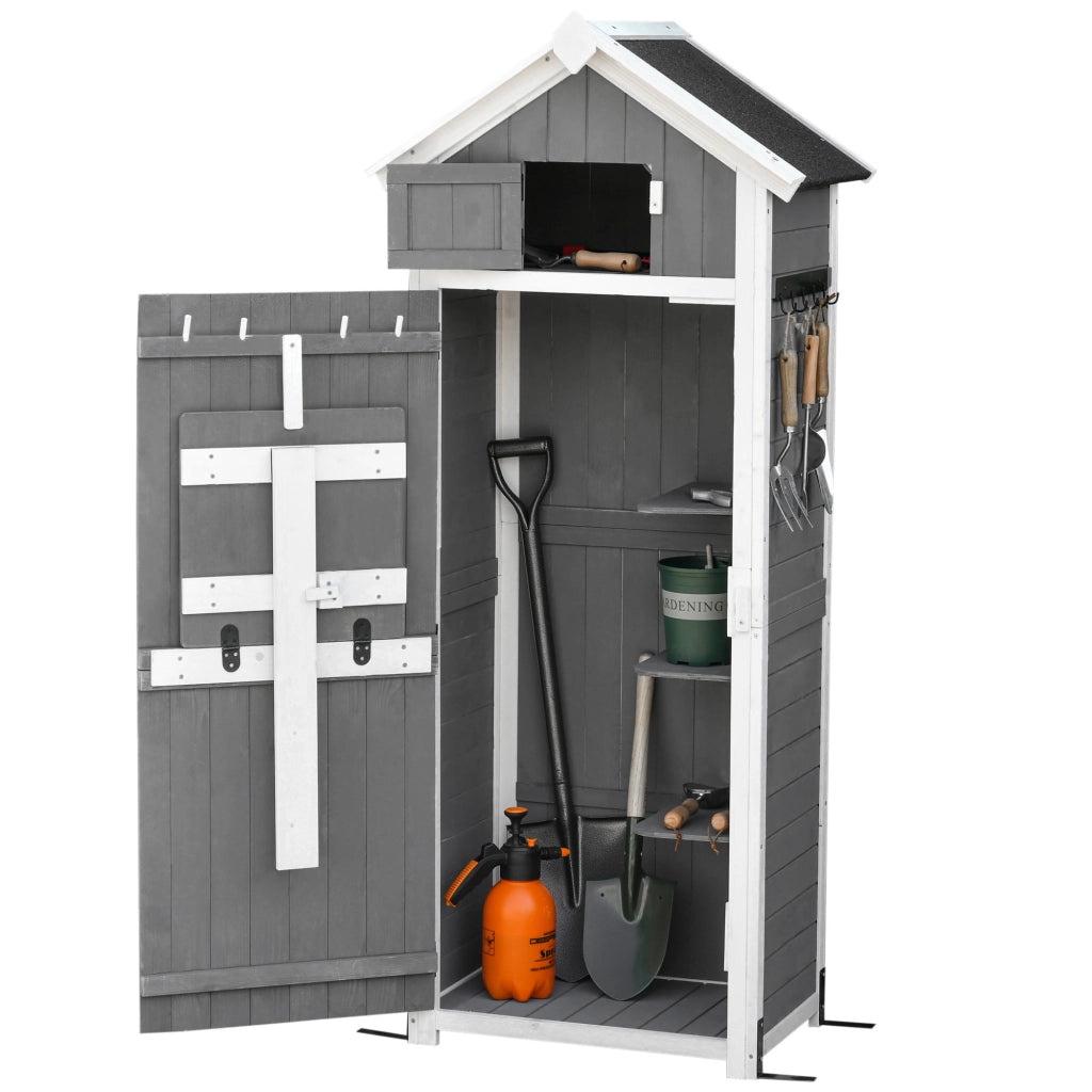 Armadio da giardino in legno ¨C Xylo ¨C 78x52,5x182cm grigio pieghevole esterno