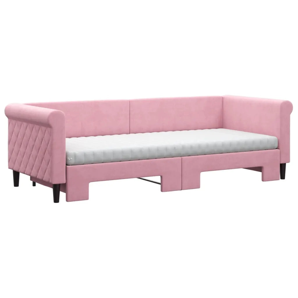 Divano Letto Estraibile con Materassi Rosa 80x200 cm Velluto 3197791