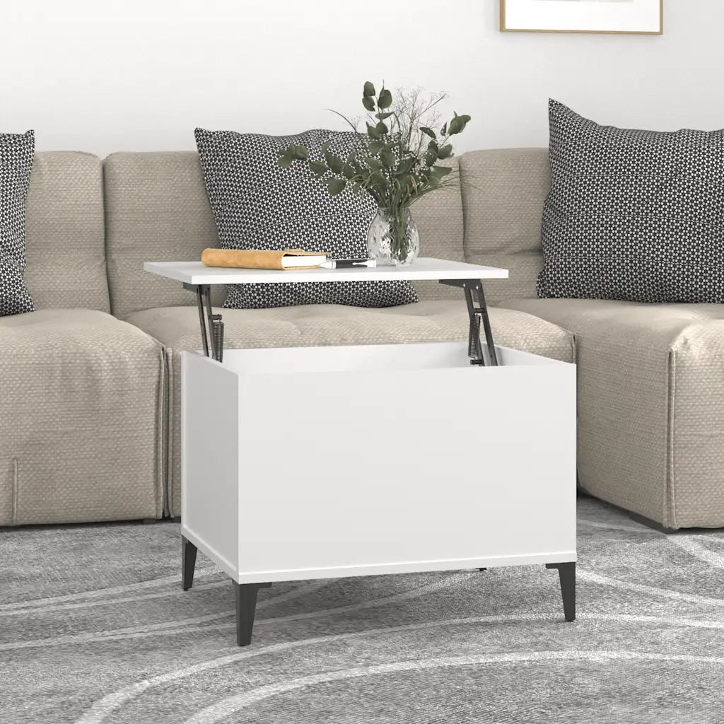 Tavolino da salotto | Tavolino da caff¨¨ | Tavolino da Soggiorno Bianco 60x44,5x45 cm in Legno Multistrato