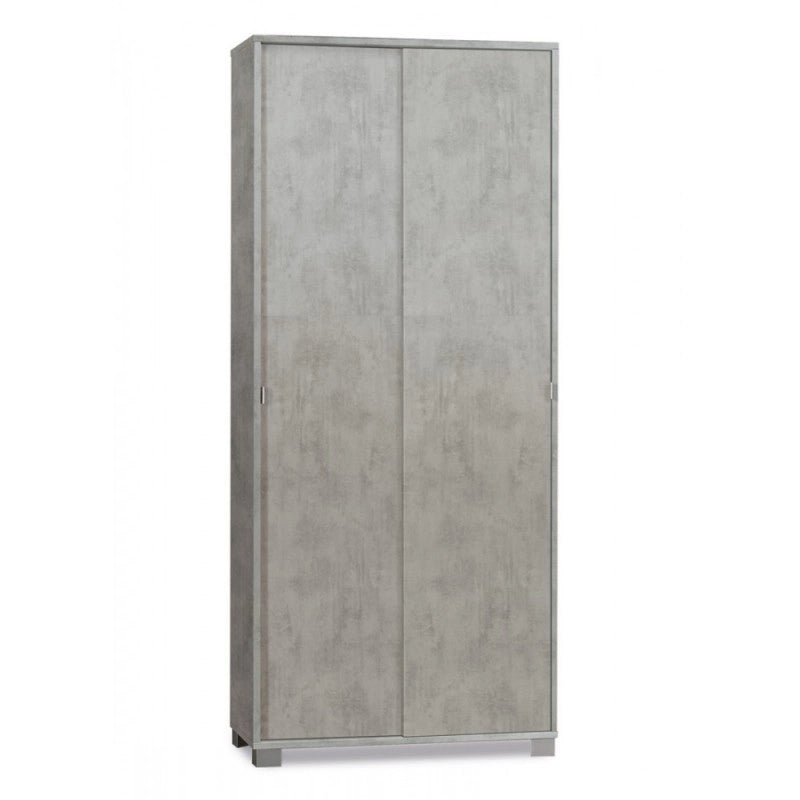 Armadio multiuso due ante scorrevoli con ripiani Beton Cemento 82x41x h190 cm
