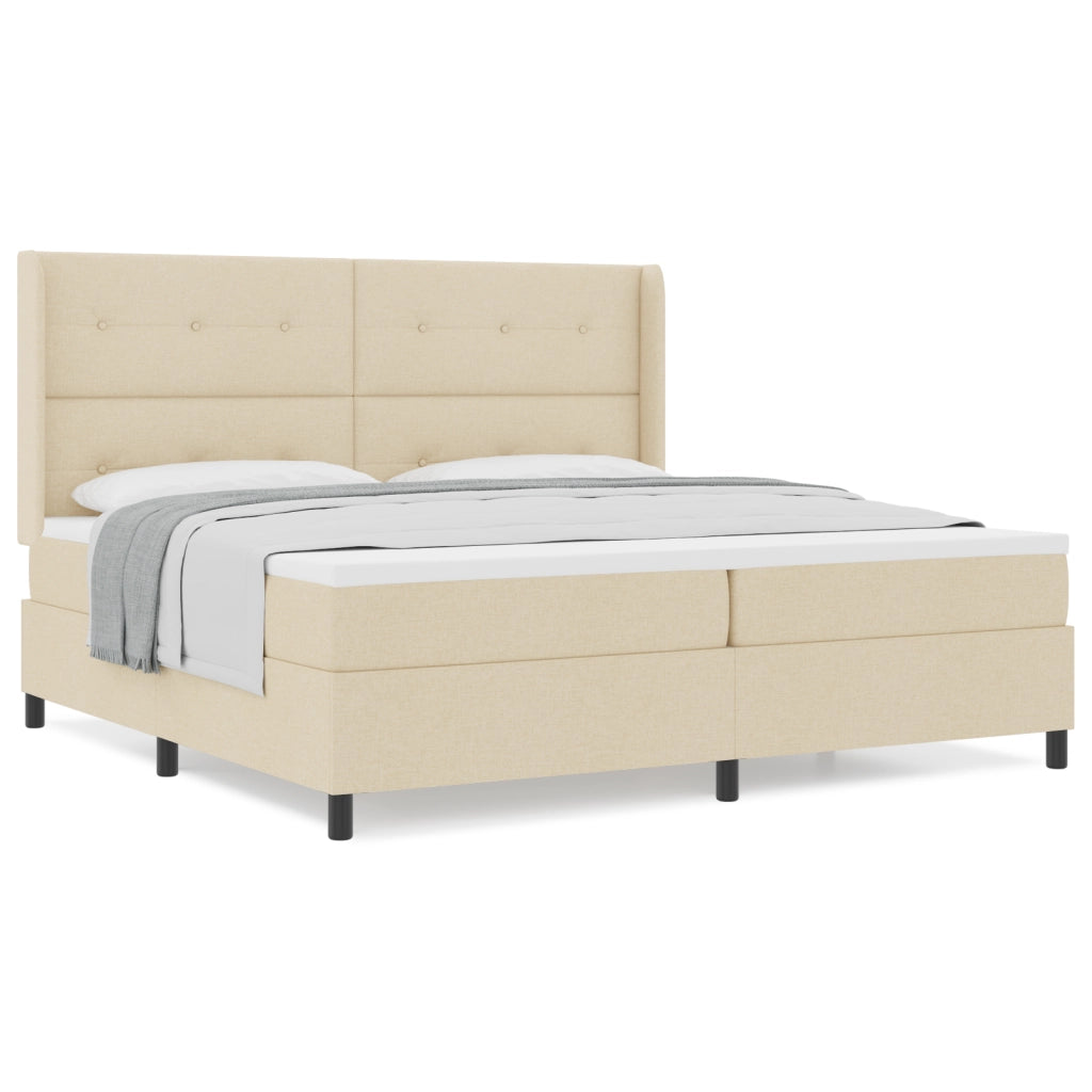 Letto a Doghe  con Materasso Crema 200x200 cm in Tessuto