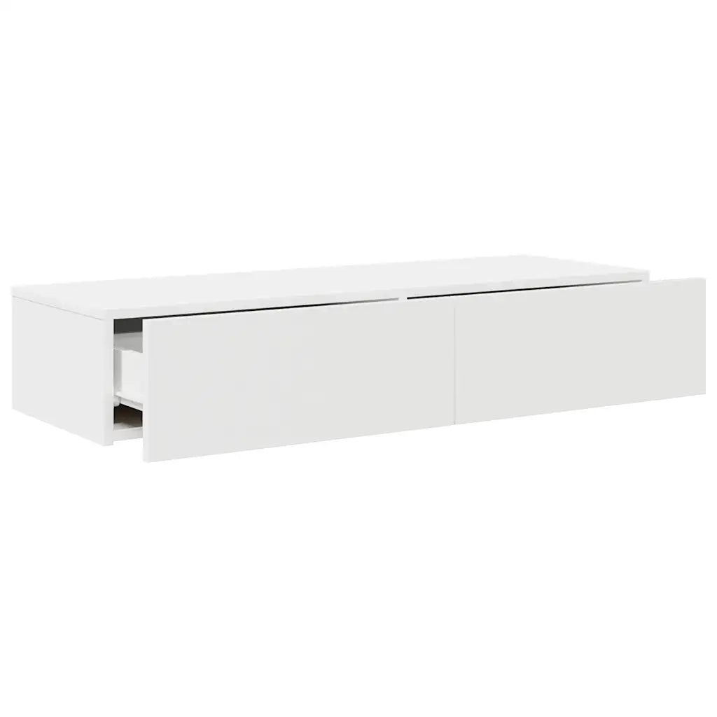 Scaffale a Parete con Cassetti Bianco 100x36x19cm in Truciolato 859986