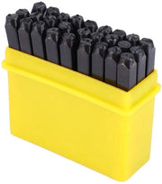 Set di stampi Heavy Duty - Set di alfabeto - Cifre 0-9 - Acciaio di carbonio - 36 pezzi - Altezza lettera 4 mm