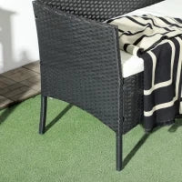 Divano da Giardino a 2 Posti con Cuscino e Braccioli in Rattan PE e Acciaio, 100x54x80cm, Nero