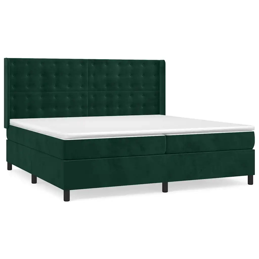 Giroletto a Molle con Materasso Verde Scuro 200x200 cm Vellutocod mxl 122697
