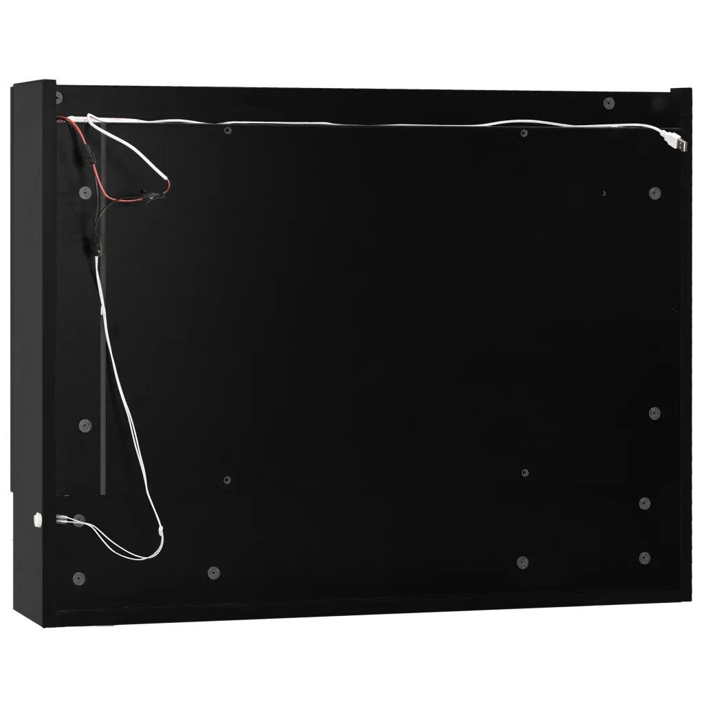 Armadietto a Specchio con LED Nero 80x15x60 cm in MDF