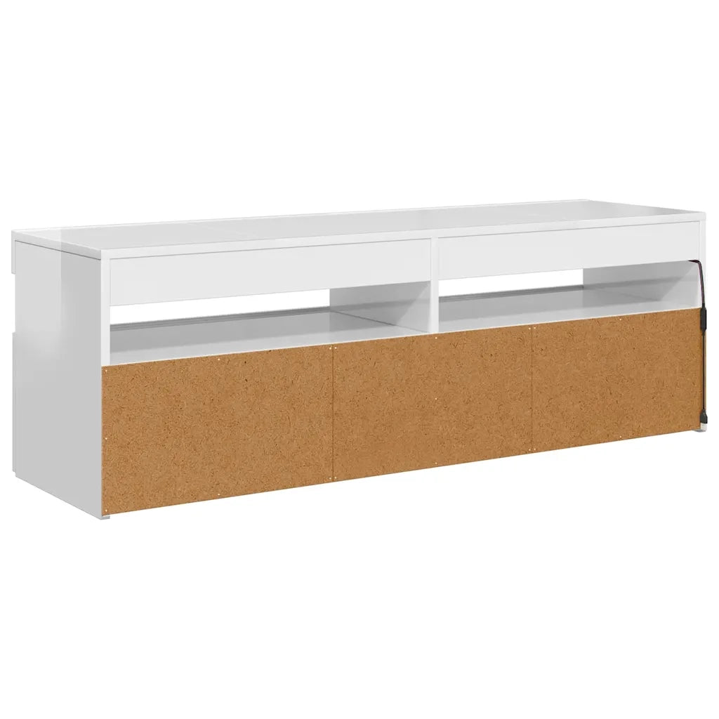 Mobile Porta TV con Luci LED Bianco Lucido 120x35x40 cm 804379