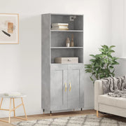 Credenza-Buffet-Armadio da cucina Grigio Cemento 69,5x34x180 cm in Legno Multistrato 182843